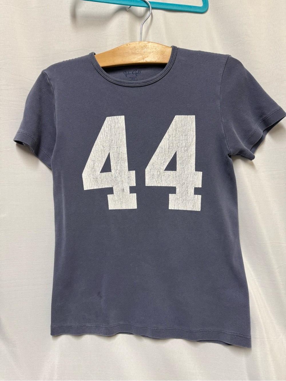 Brandy Melville Navy Blue Short-Sleeve Tee with White 44 Graphic